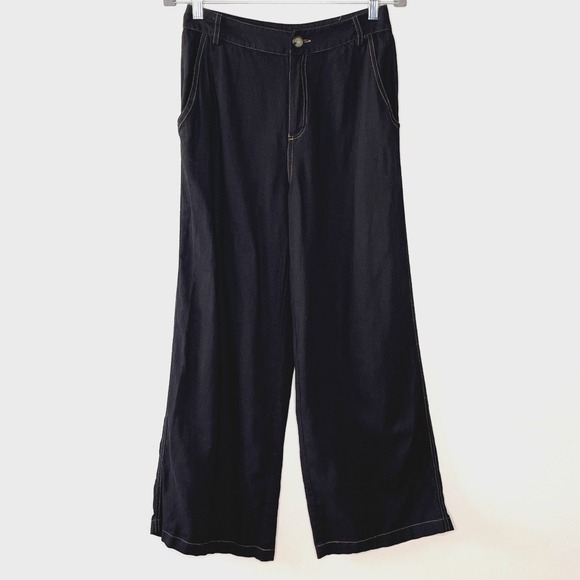Rachel Zoe Black Linen Blend Wide Leg‎ Pants 6 - Coastal Chic - Picture 1 of 10